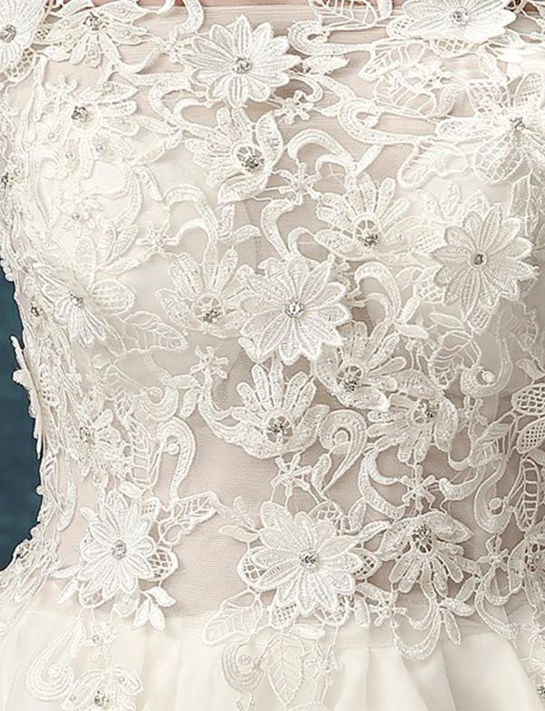 Ivory High Low Off the Shoulder Bridal Dress With Appliques Beach Wedding Dress W1004