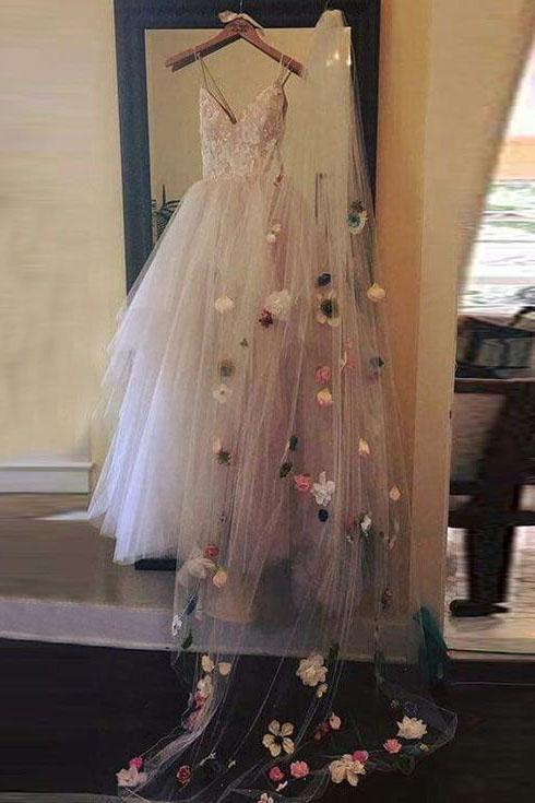 Princess Spaghetti Straps V Neck Pink Prom Dresses V Back Tulle Long Wedding Dresses P1071