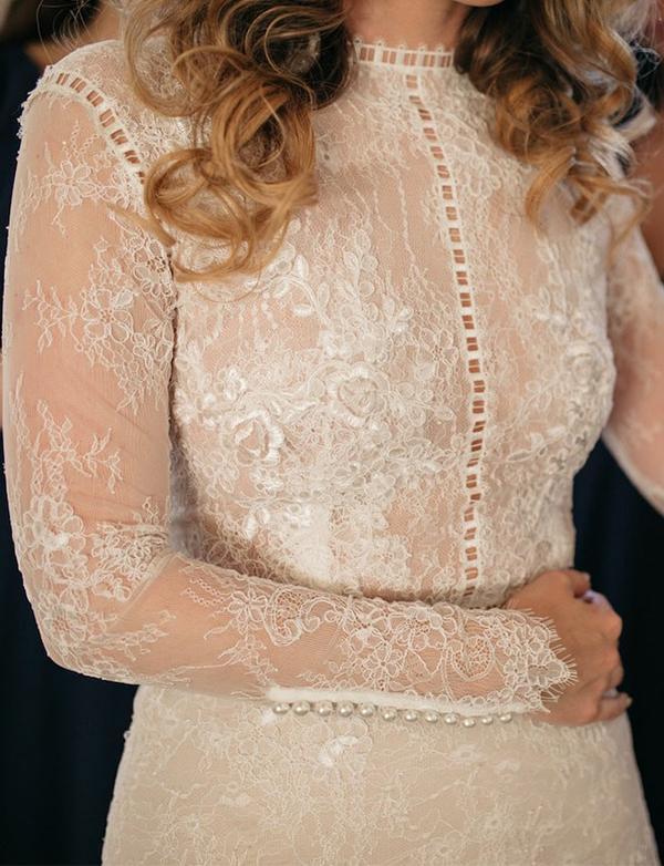 Rustic Sheath Long Sleeves Wedding Dress With Lace Beading Vintage Beach Bridal Dress W1003