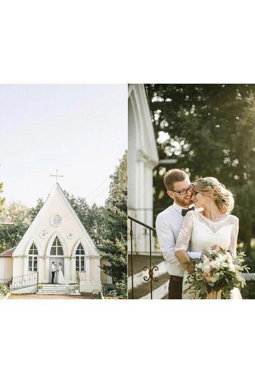 See Through Half Sleeve Ivory Country Wedding Dresses Backless Tulle Wedding Dress W1073