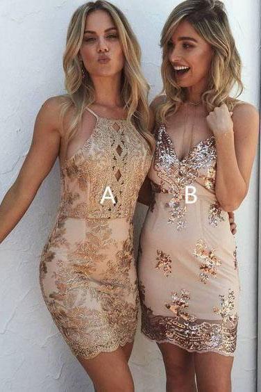Sexy Halter Sheath Backless Lace Appliques Homecoming Dresses with Sleeveless H1197