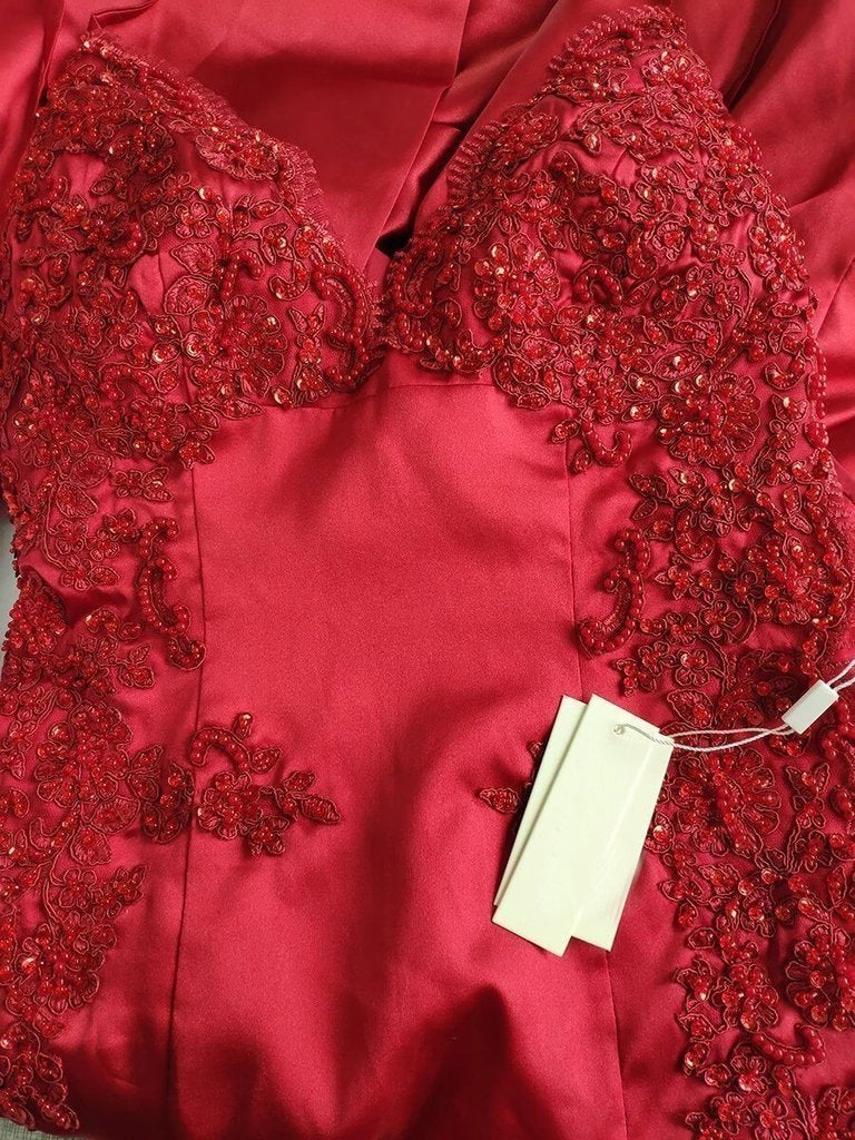 Sexy Mermaid Backless Prom Dress Nude V Neck Long Lace Spaghetti Straps Prom Dresses P1104