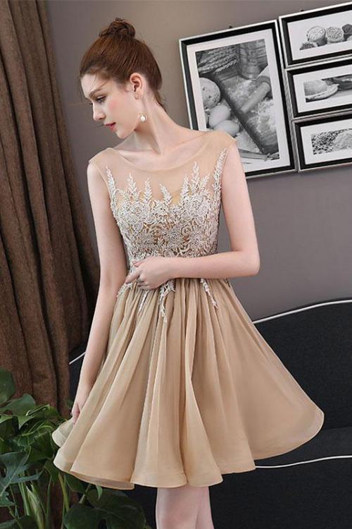 Simple Blue Tulle Backless Homecoming Dresses with Lace Graduation Dresses RS822