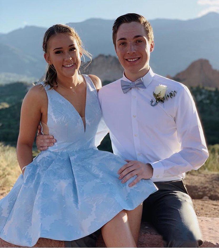 Simple Lilac Jacquard Floral Homecoming Dresses with Pocket Halter Graduation Dresses RS949