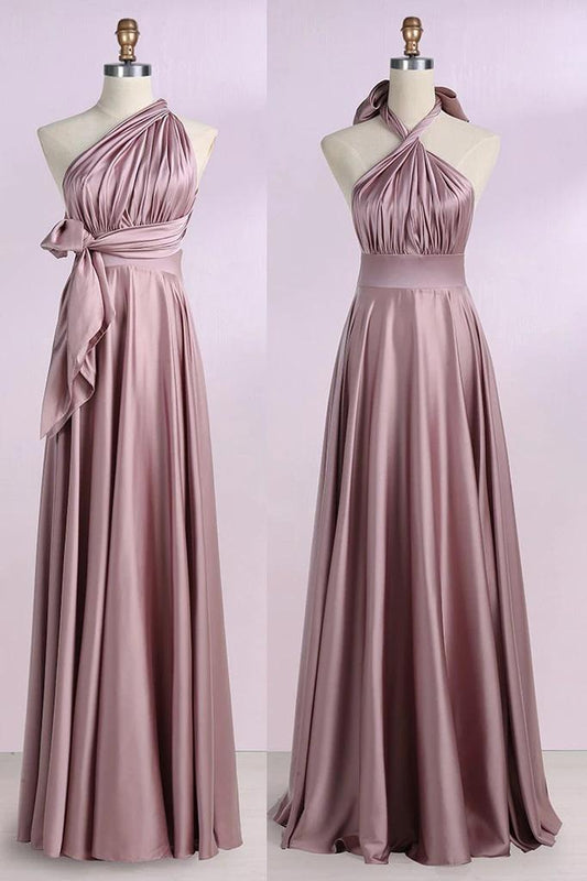 Simple New Arrival Backless Satin Long Bridesmaid Dresses Evening Party Dresses BD1008
