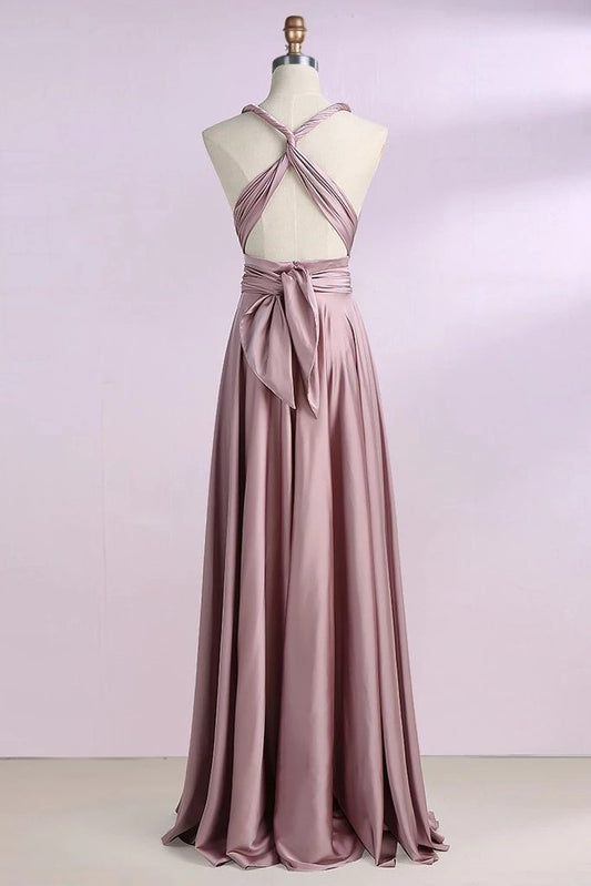 Simple New Arrival Backless Satin Long Bridesmaid Dresses Evening Party Dresses BD1008