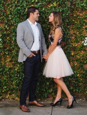 Two Pieces Spaghetti Straps Satin Floral V Neck Spaghetti Straps Homecoming Dresses H1182