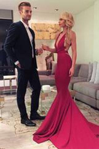 Sexy Red Mermaid Long Prom Dress Formal Evening Dress with Criss Criss Back RS731