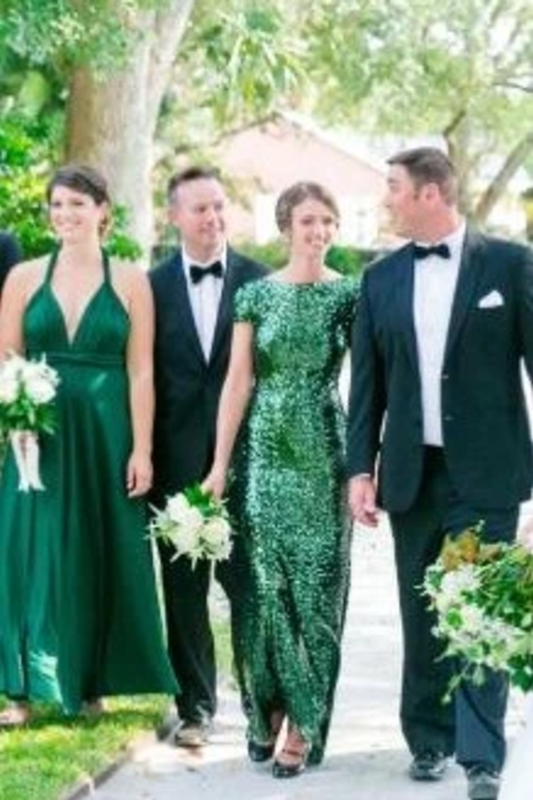 Sequin Wedding Party Dresses Bridesmaid Dresses With Short SRSP693L41T