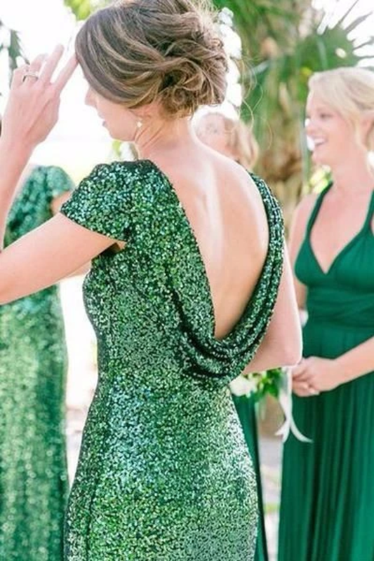 Sequin Wedding Party Dresses Bridesmaid Dresses With Short SRSP693L41T