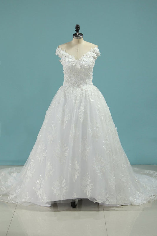 2024 Wedding Dresses Ball Gown Off The Shoulder Tulle With Applique