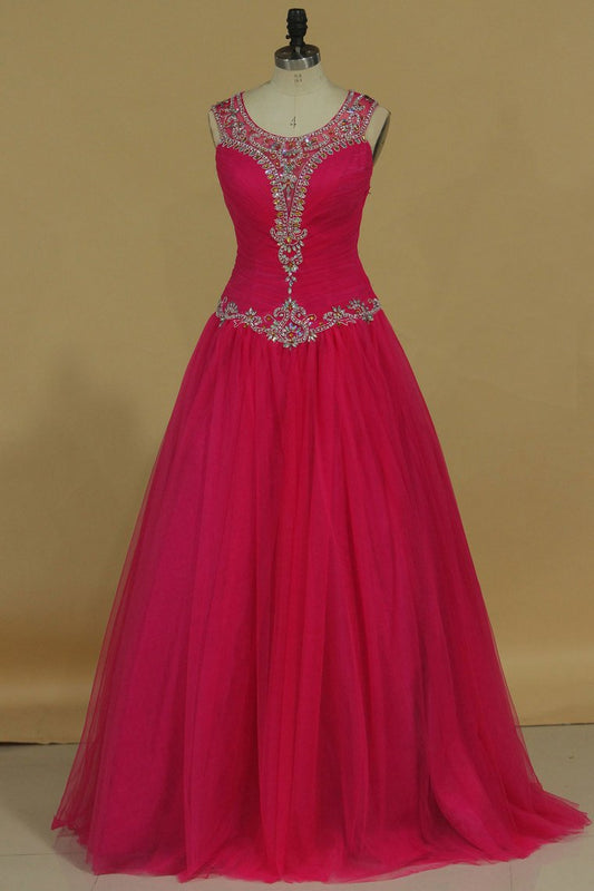 2024 Scoop Tulle With Beads And Ruffles Quinceanera Dresses Floor Length