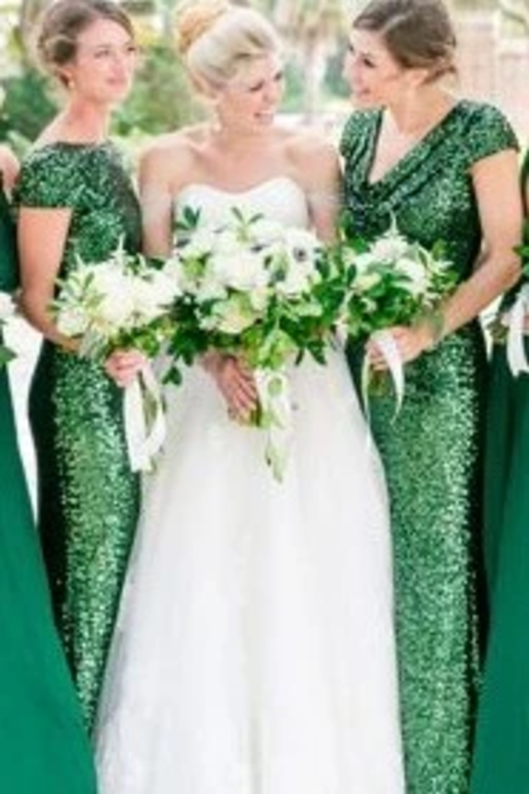 Sequin Wedding Party Dresses Bridesmaid Dresses With Short SRSP693L41T