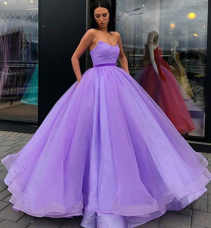 Sweetheart Strapless Yellow Long Modest Prom Gown, Ball Gown Quinceanera Dresses SRS15441