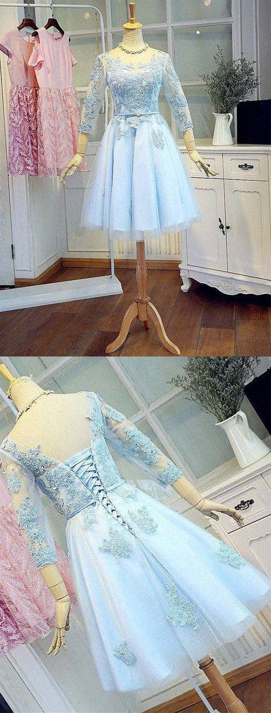 Mylee Homecoming Dresses Lace Blue Tulle CD10077