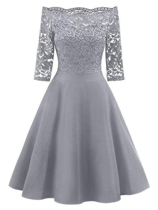 Gray Homecoming Dresses Eleanor Off The Shoulder CD10210