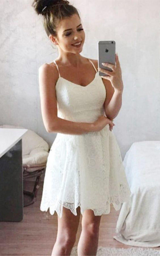 Sexy Straps Short Homecoming Dresses Katelynn Lace CD10303