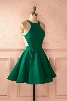 Backless Green Annalise Homecoming Dresses With Pleats CD10623