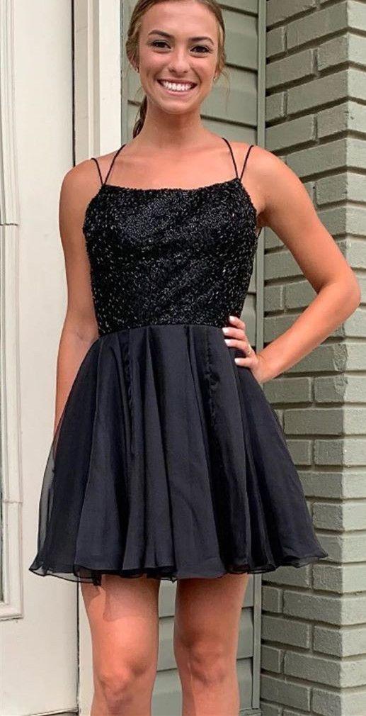 Sparkle Journey Homecoming Dresses Beaded Black Short CD10694