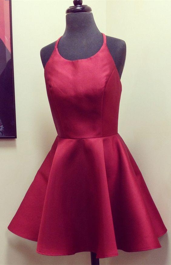 Halter Homecoming Dresses Carla Short Burgundy CD10699