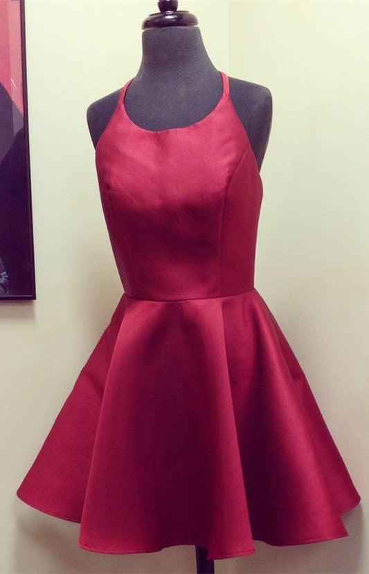 Halter Homecoming Dresses Carla Short Burgundy CD10699