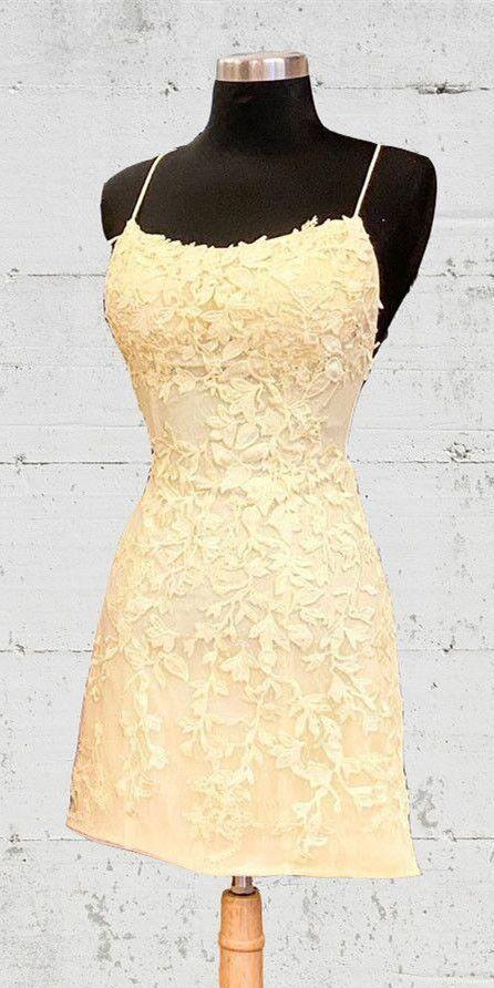 Homecoming Dresses Lila Tie Back Appliqued Sheath CD10727
