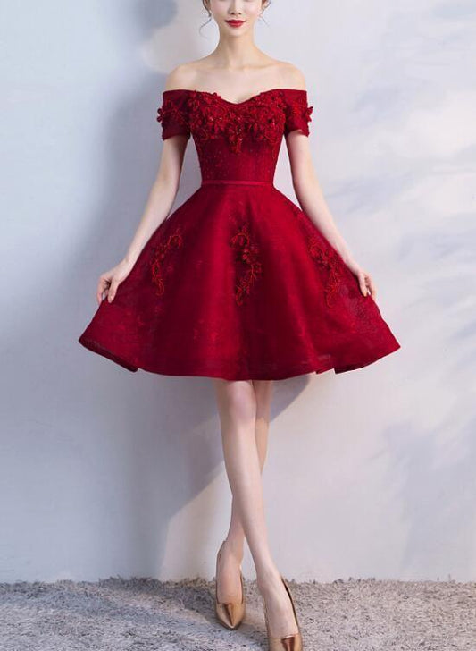 Adorable Wine Red Short Beaded Mariela Homecoming Dresses Short Graduation Party Dress CD1087