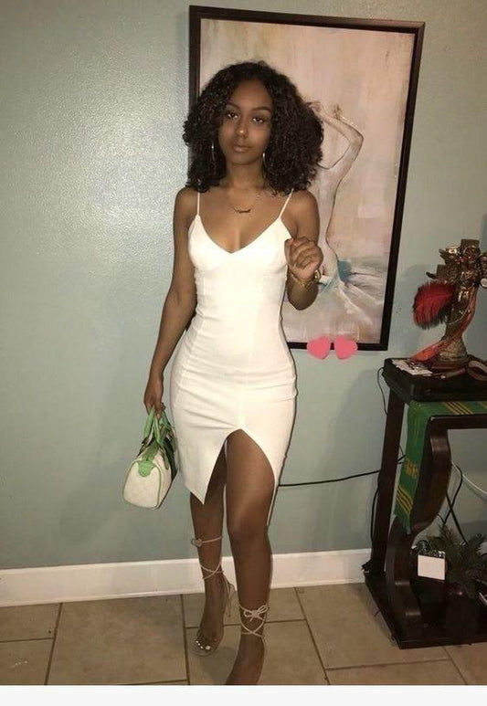 Spaghetti Straps White Short Homecoming Dresses Alyvia CD11309