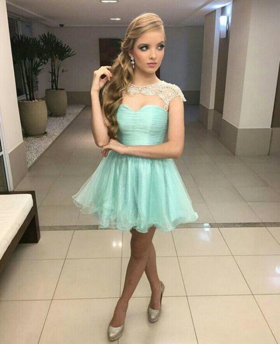 Mint Tulle With Homecoming Dresses Kirsten Beads CD11448