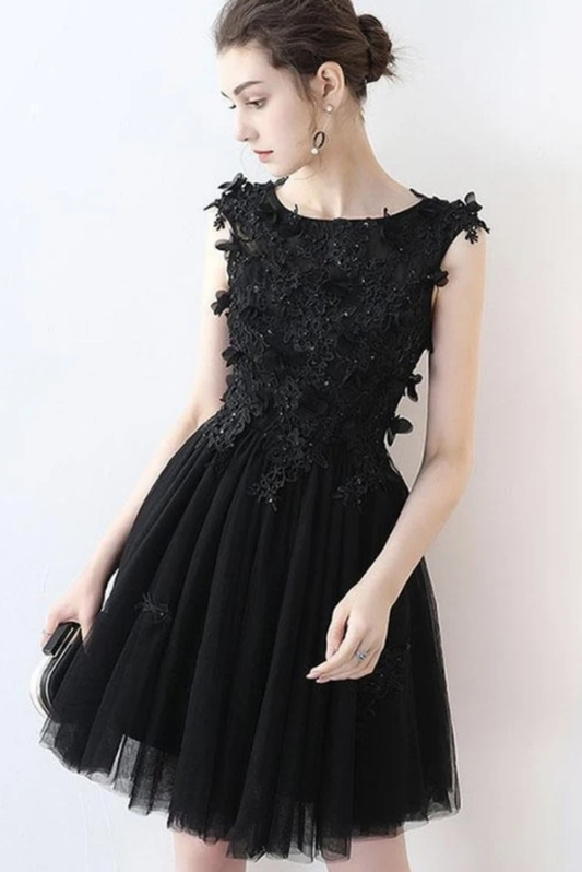 Black Formal Skylar Homecoming Dresses Lace Cocktail Graduation Black Dress CD11483