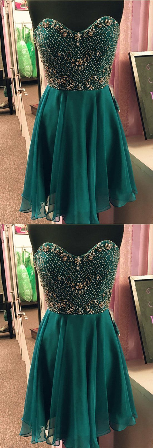 Luxurious Beaded Sweetheart Homecoming Dresses Chiffon Denisse CD11621