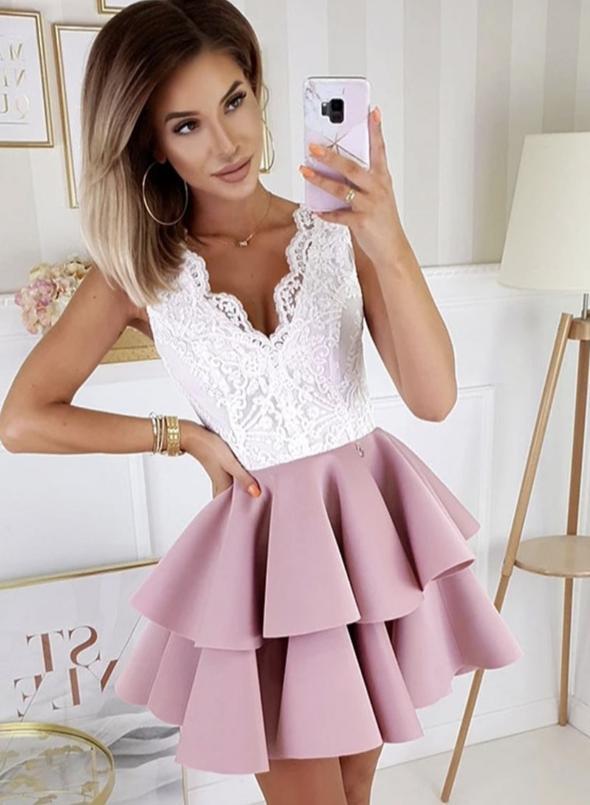 Cute Makena Homecoming Dresses Lace Short Dress CD11891