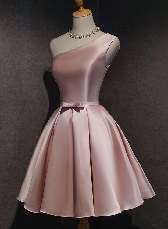 One Pink Denisse Satin Homecoming Dresses Shoulder CD12024
