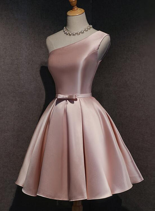 One Pink Denisse Satin Homecoming Dresses Shoulder CD12024