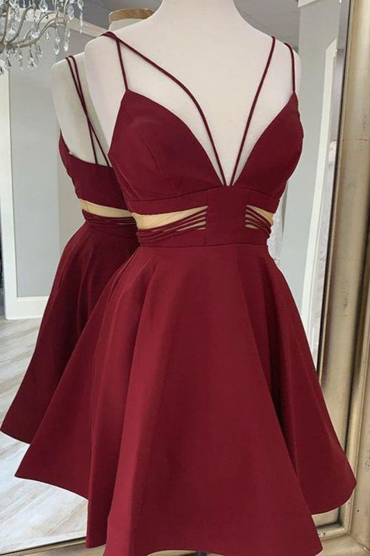 Wine Homecoming Dresses Cadence Spaghetti Straps CD12112