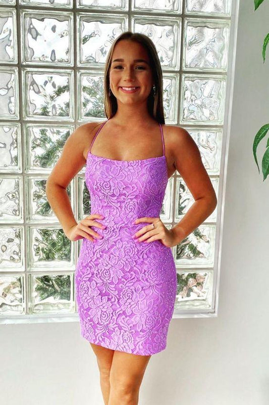 Straps Tight Lilac Homecoming Dresses Dayanara Tight CD12344
