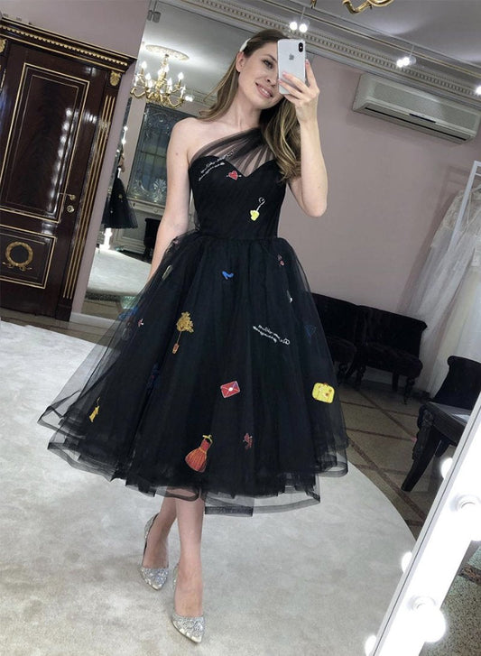 BLACK TULLE SHORT DRESS Homecoming Dresses Marilyn CD13089