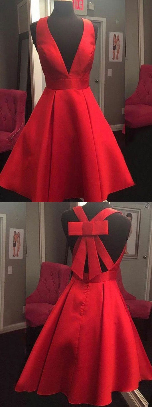 Red Satin Lizbeth Homecoming Dresses Short CD13276