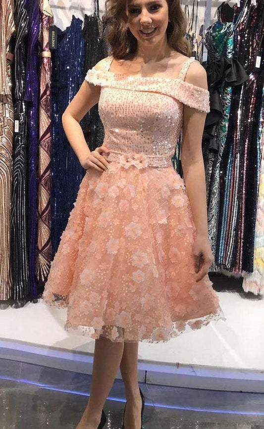 Pink Homecoming Dresses Jacey Off The Shoulder CD13498