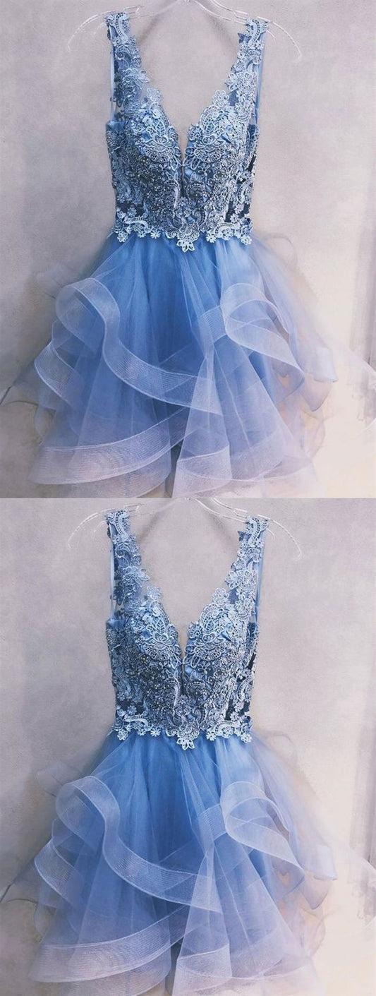 Short Blue Dresses Short Blue Graduation Lace Homecoming Dresses Kaitlin Formal Dresses Cheap CD136