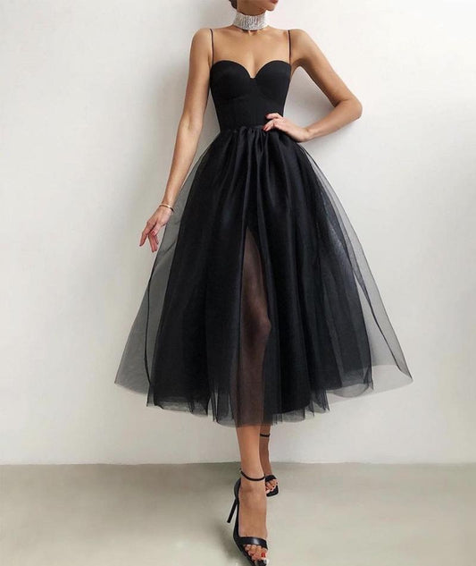 BLACK TULLE SHORT DRESS Fatima Homecoming Dresses CD13789