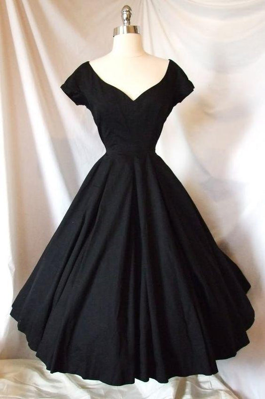 A-Line Black Homecoming Dresses Adison Satin Cocktail Party Dresses CD13966