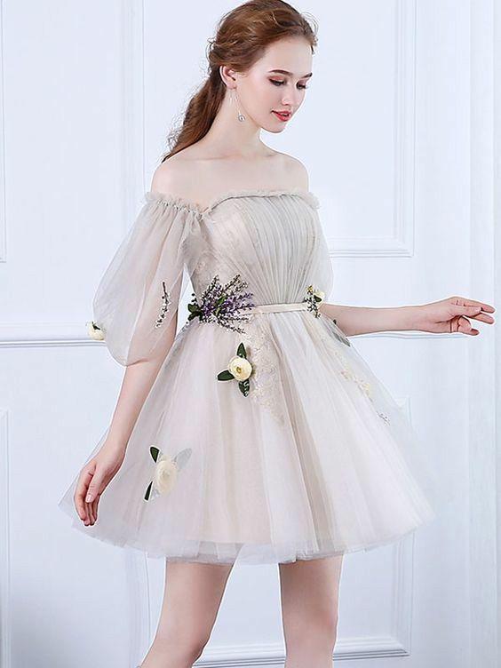 Mini Off-The-Shoulder Charming Cocktail Homecoming Dresses Kaitlynn Party Dress CD14344