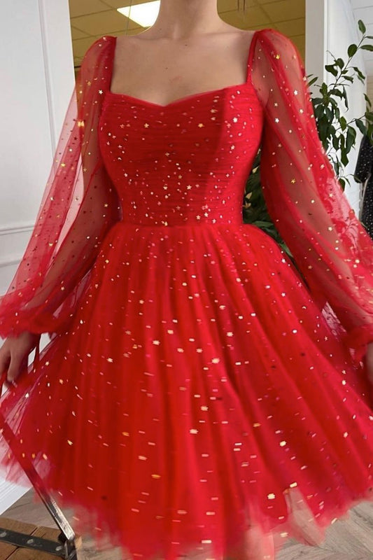 Red Tulle Short Cocktail Addison Homecoming Dresses Dress Red Tulle Dress CD15452