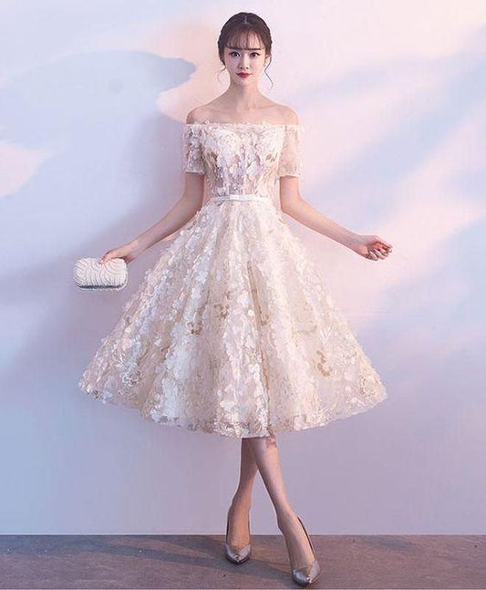 Cute Leila Homecoming Dresses Champagne Short Dress CD1600