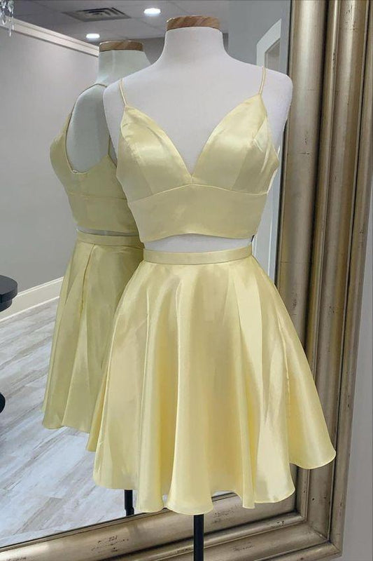 Yellow Two Piece Short Homecoming Dresses Harriet CD16272
