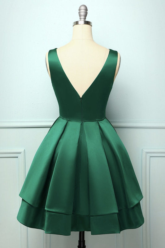 GREEN SATIN SHORT Tamara Homecoming Dresses CD17129