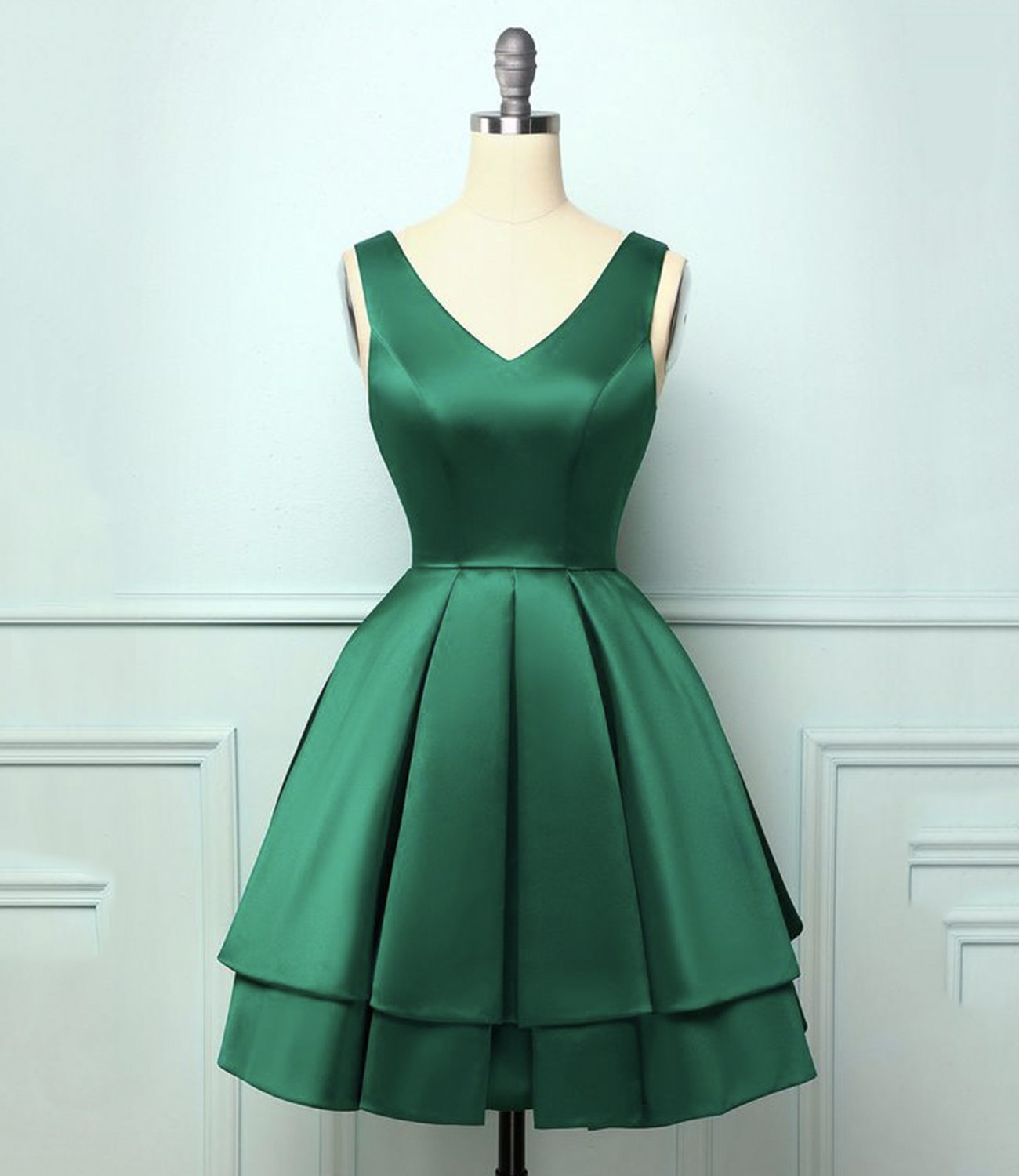 GREEN SATIN SHORT Tamara Homecoming Dresses CD17129