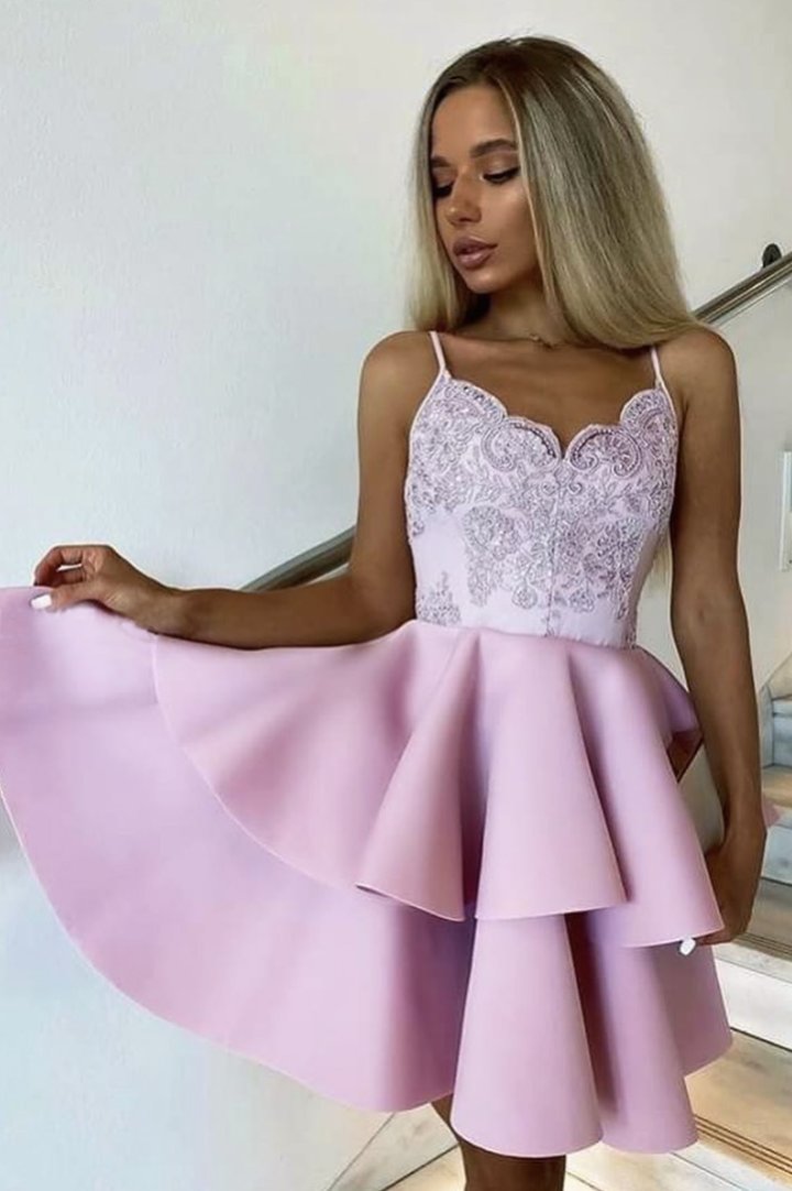 Lace Taryn Homecoming Dresses Pink Short CD17442