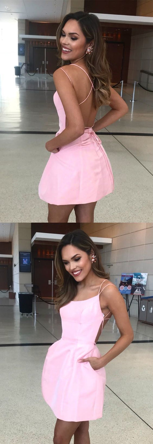 Short With Pockets Pink Homecoming Dresses Abril CD18056